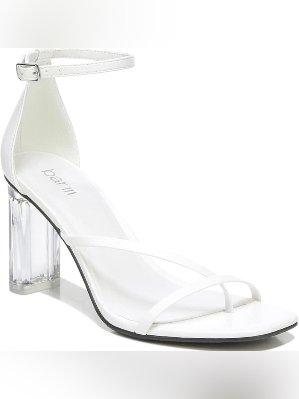 White Strappy Ankle‑Tie Transparent Heeled Sandals - Women